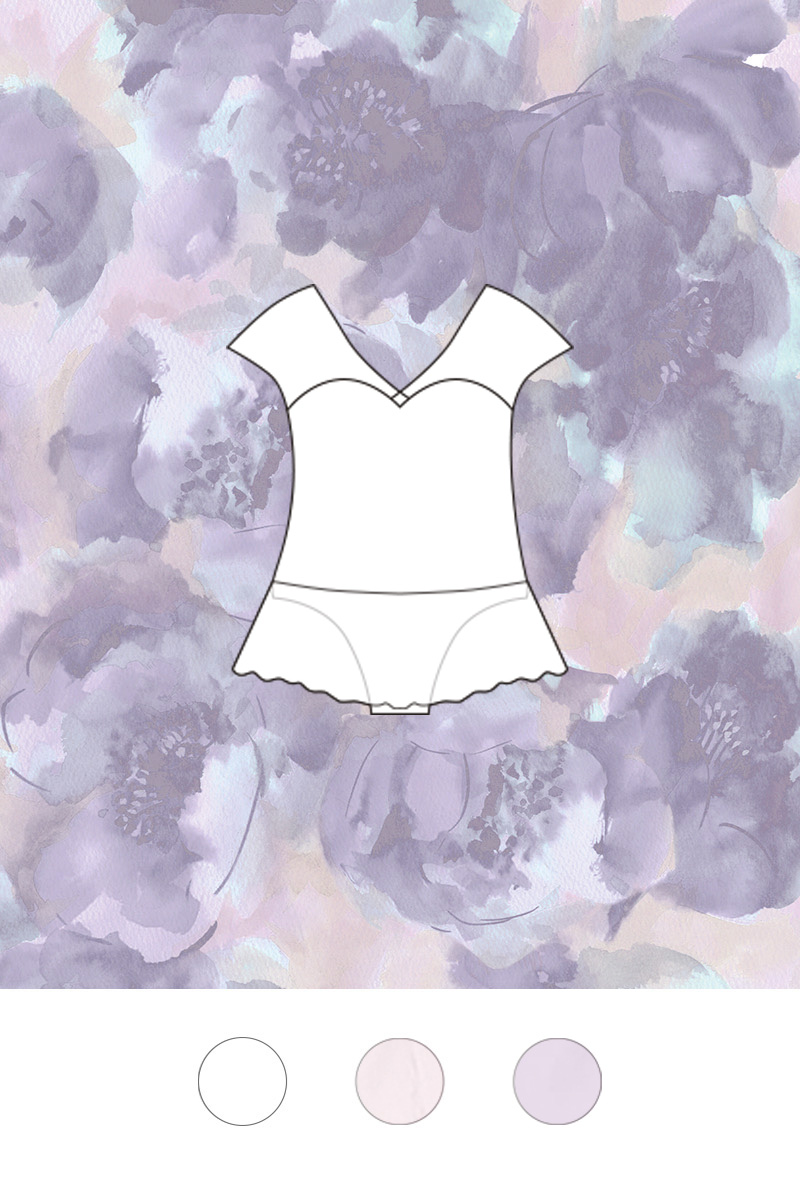stina / type H half sleeve / blurred flower purple / kids & girl