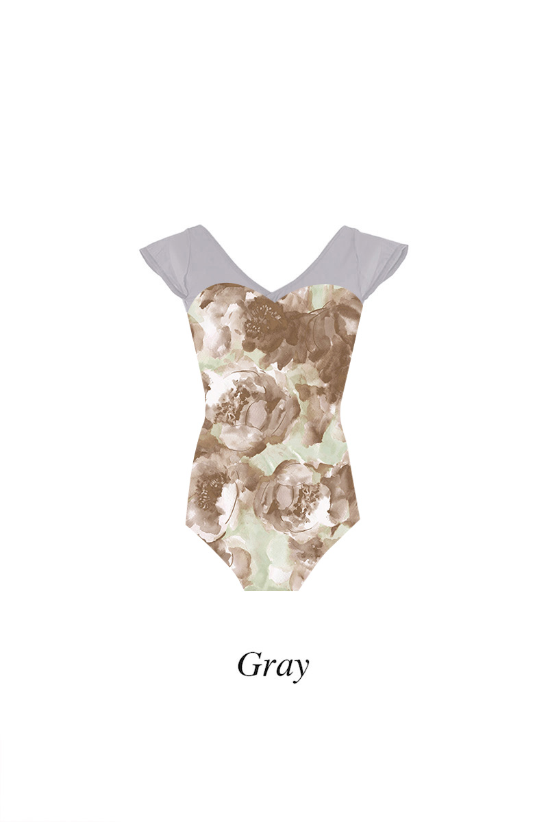 stina / type H half sleeve / blurred flower brown / kids & girl