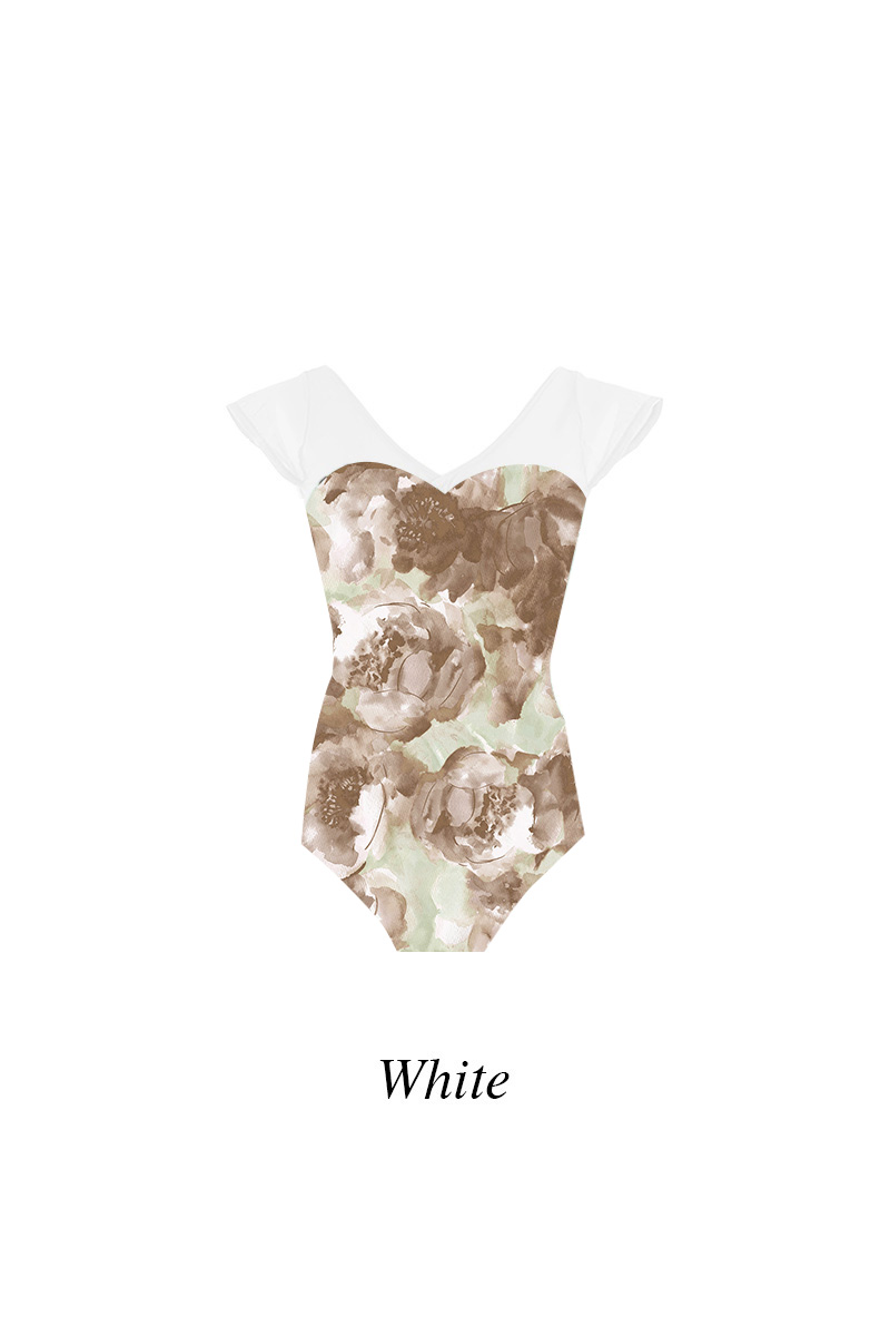 stina / type H half sleeve / blurred flower brown / kids & girl