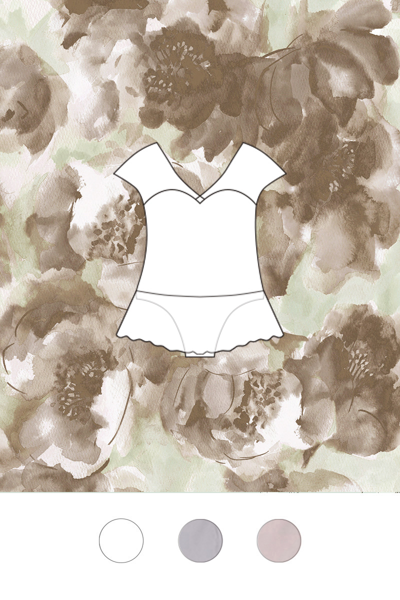 stina / type H half sleeve / blurred flower brown / kids & girl