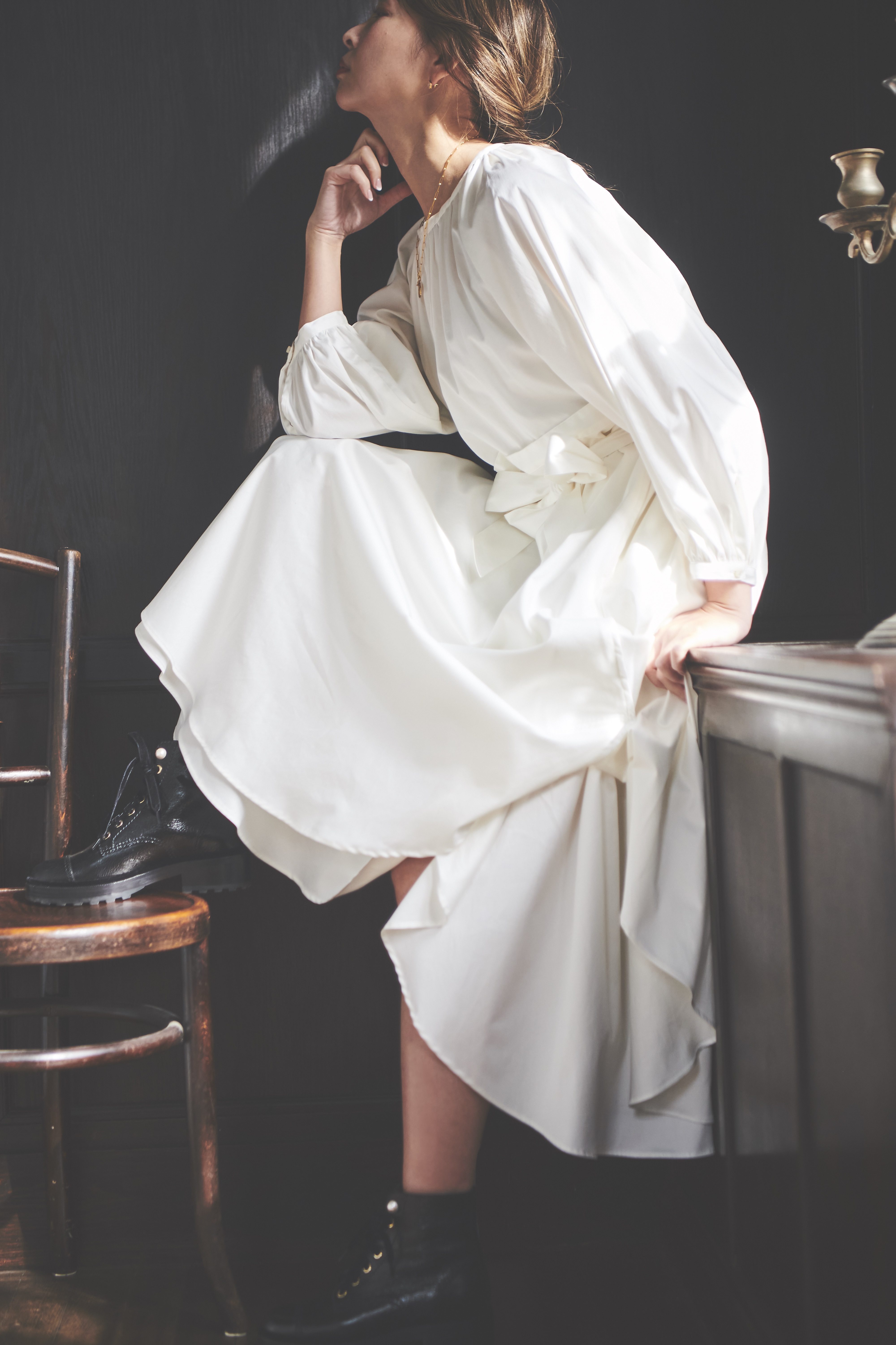 stina / crepe dress / white