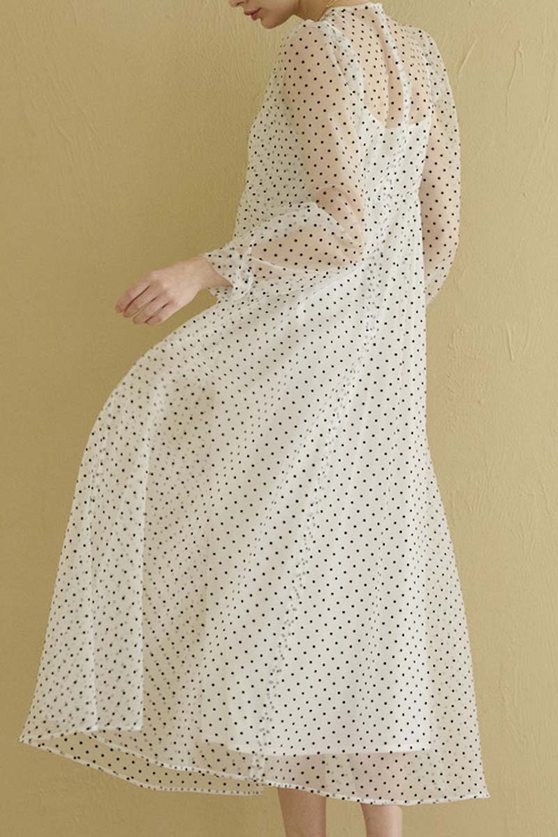 STINA dot organdy dress / white | www.innoveering.net