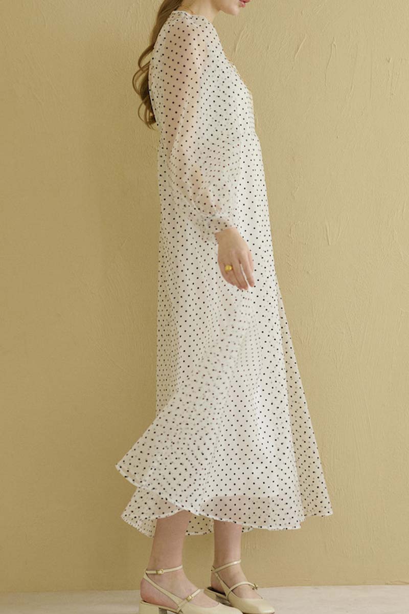 stina / dot organdy dress / white