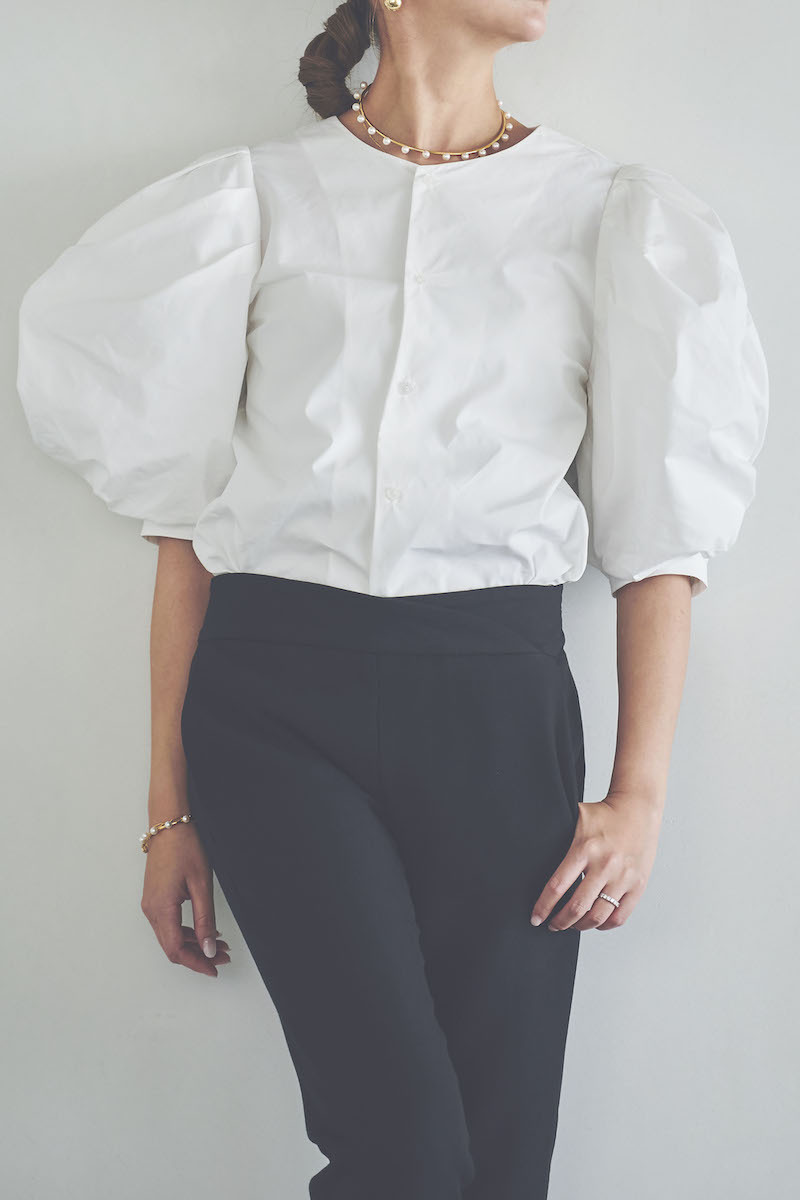 stina / white puff blouse