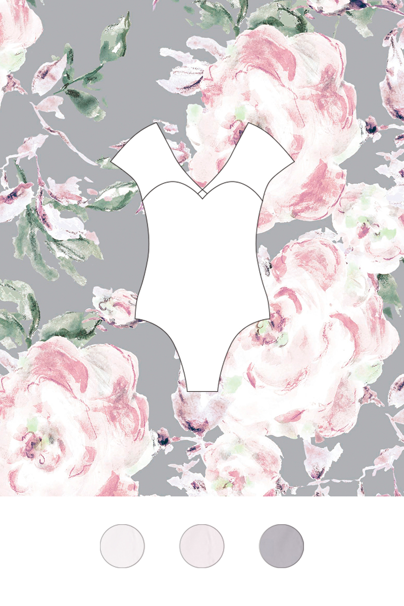 stina レオタード　mokumoku gray stina / type H half sleeve / mokumoku gray