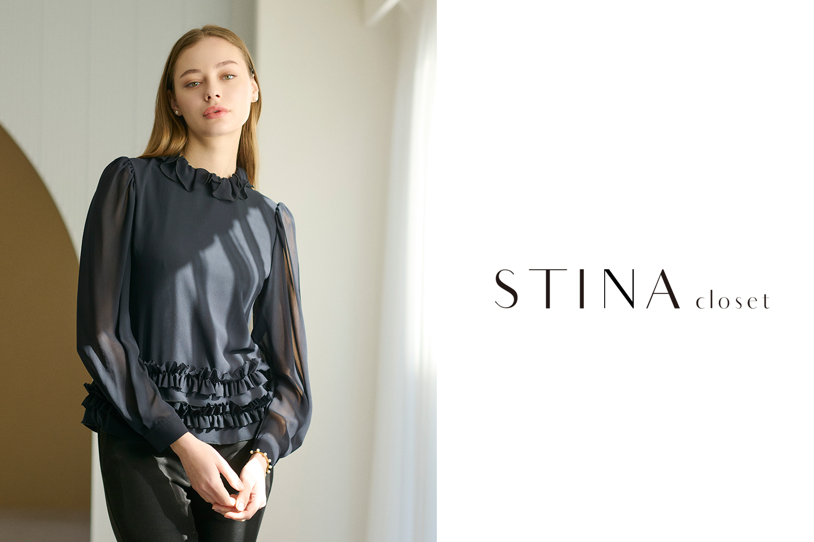 返品交換不可】 stina closet flare blouse ブラウス レオタード