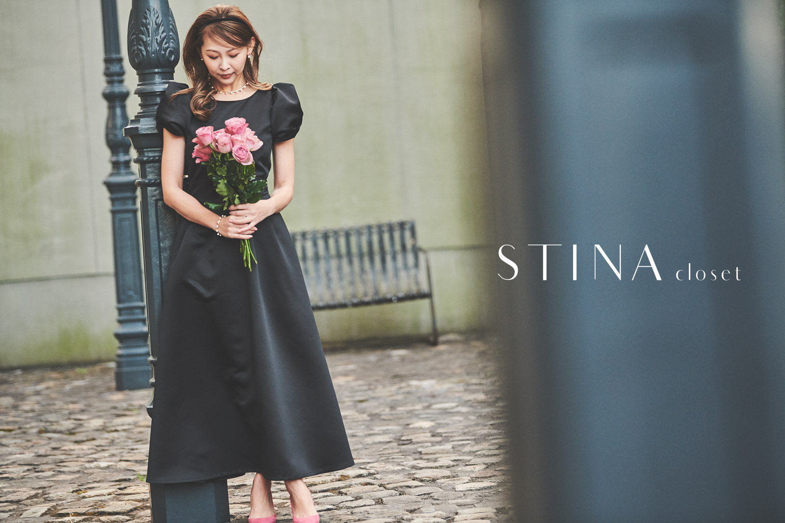 stinaStina closet/crepe dress/黒